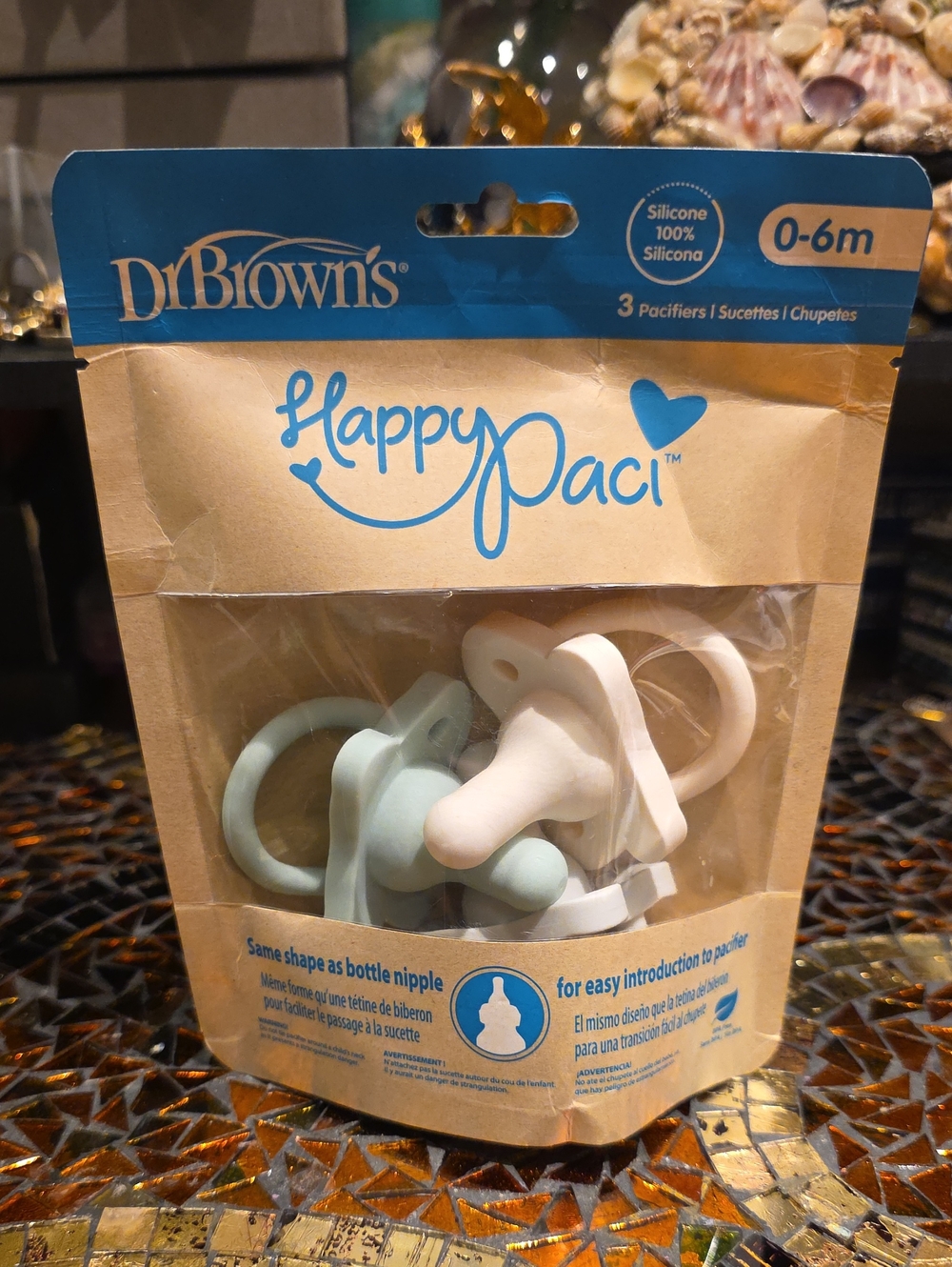 Dr. Brown's Happy Paci Silicone Pacifier Set in Mint & Cream